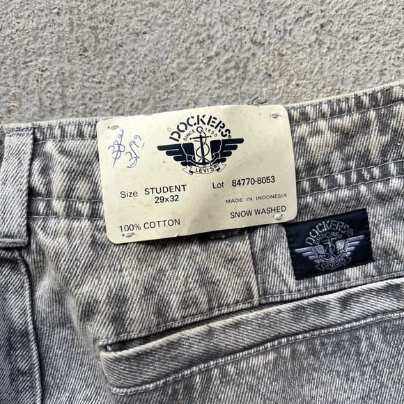 Deadstock 90s Dockers Jeans Black 29x32 Pleated Denim Levi’s Baggy Acid Vintage - Picture 16 of 16